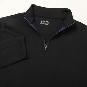 UNTUCKit Mazzano Pullover Mens Medium Black Quarter Zip Stretch Shirt Mock Neck